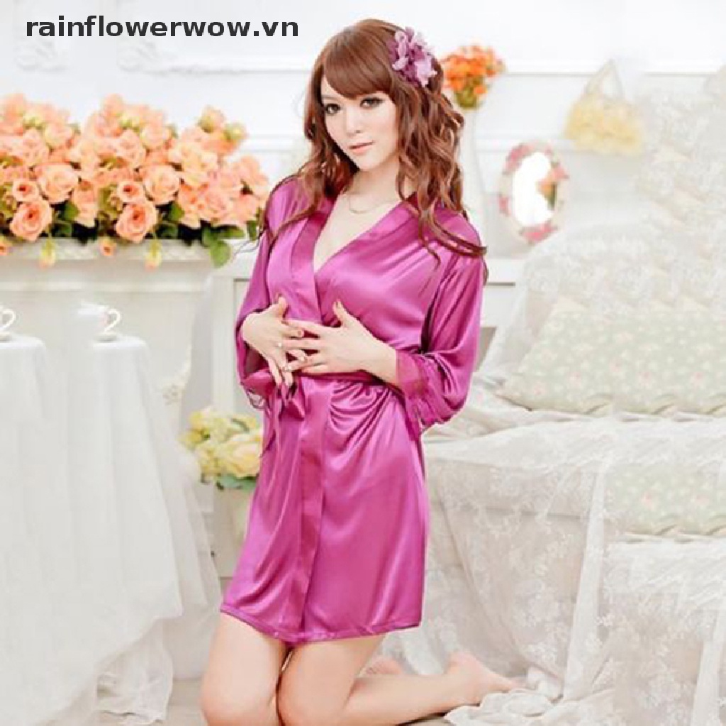 Áo Choàng Ngủ Bằng Lụa satin Phối Ren Quyến Rũ