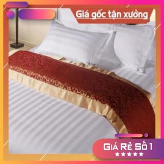 Bộ drap cotton T300 trắng sọc khách sạn ( nệm cao 7cm-27cm )
