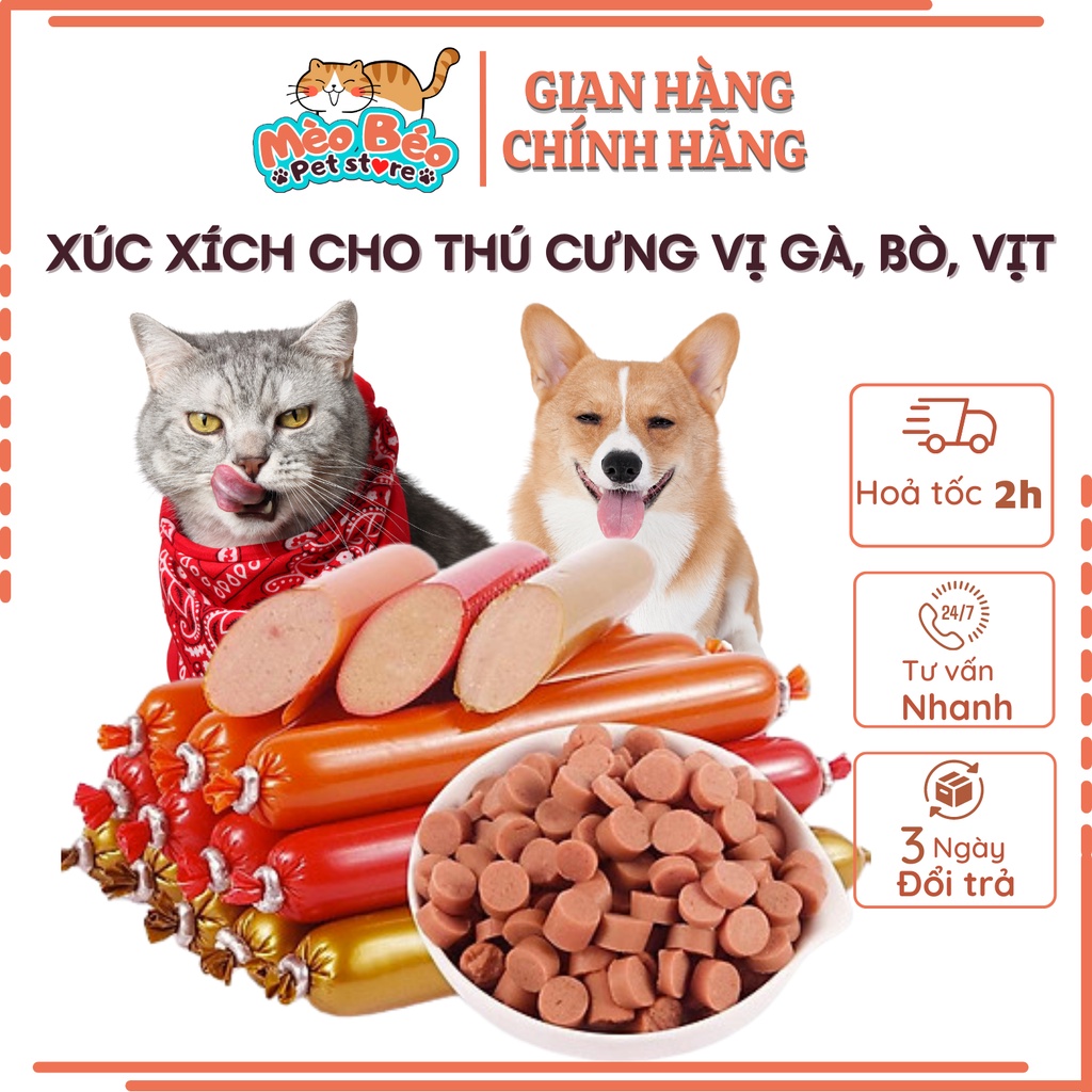Xúc xích cho thú cưng 3 vị thơm ngon - Bò, Gà, Vịt