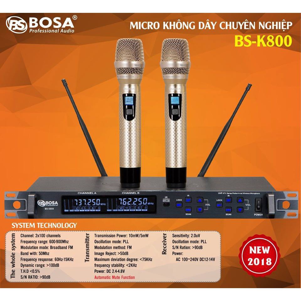 Micro không dây Bosa BS-K800 hàng chính hãng - Hàng chất lượng