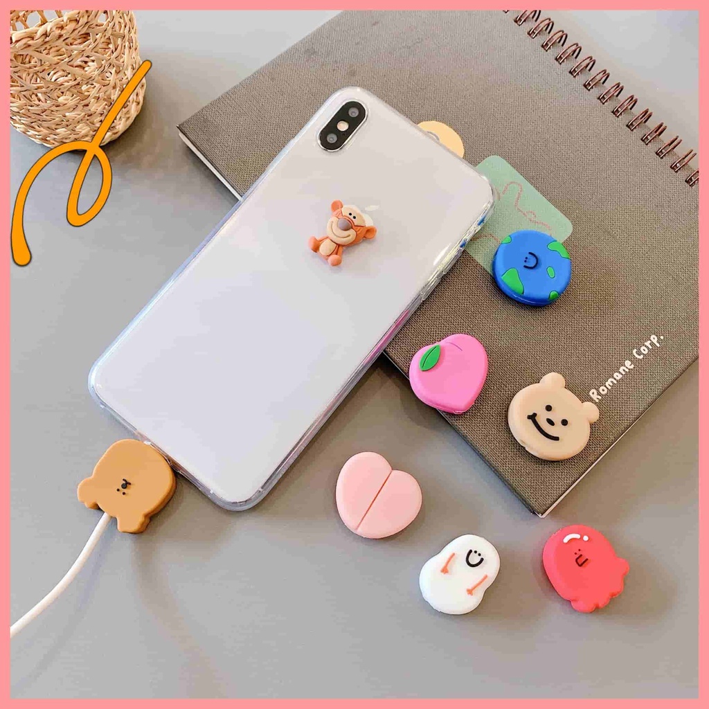 Phụ Kiện Bảo Vệ Đầu Dây Cáp Dữ Liệu Chống Gãy Bằng Silicon Hình Hoạt Hình Dễ Thương Tiện Dụng