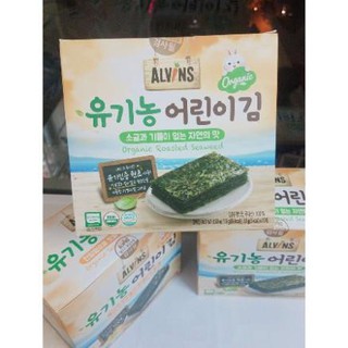 [MUA NGAY]  Rong biển khô tách muối hữu cơ Alvins Hộp 10 gói