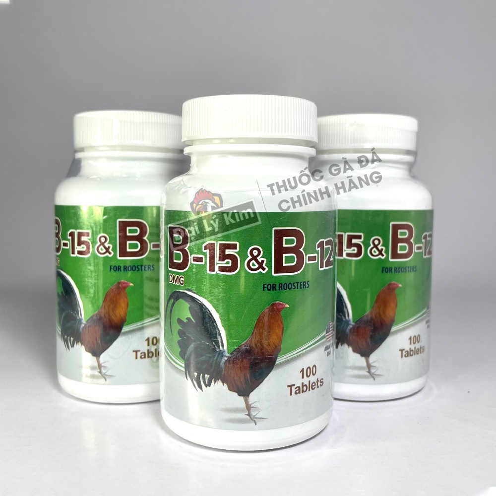 Dinh dưỡng nuôi gà đá tăng bo B15 B12, hủ 100 viên, nhập khẩu Mỹ chính hãng