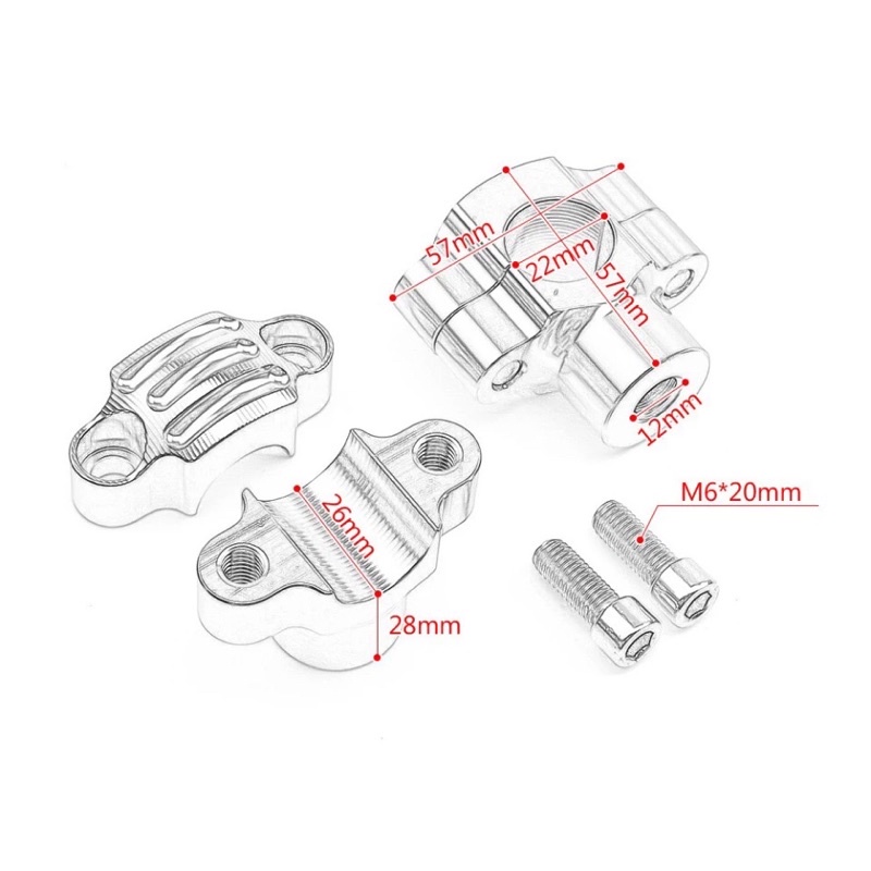Gù ghi đông đa năng CNC 22mm lắp các dòng xe Motor