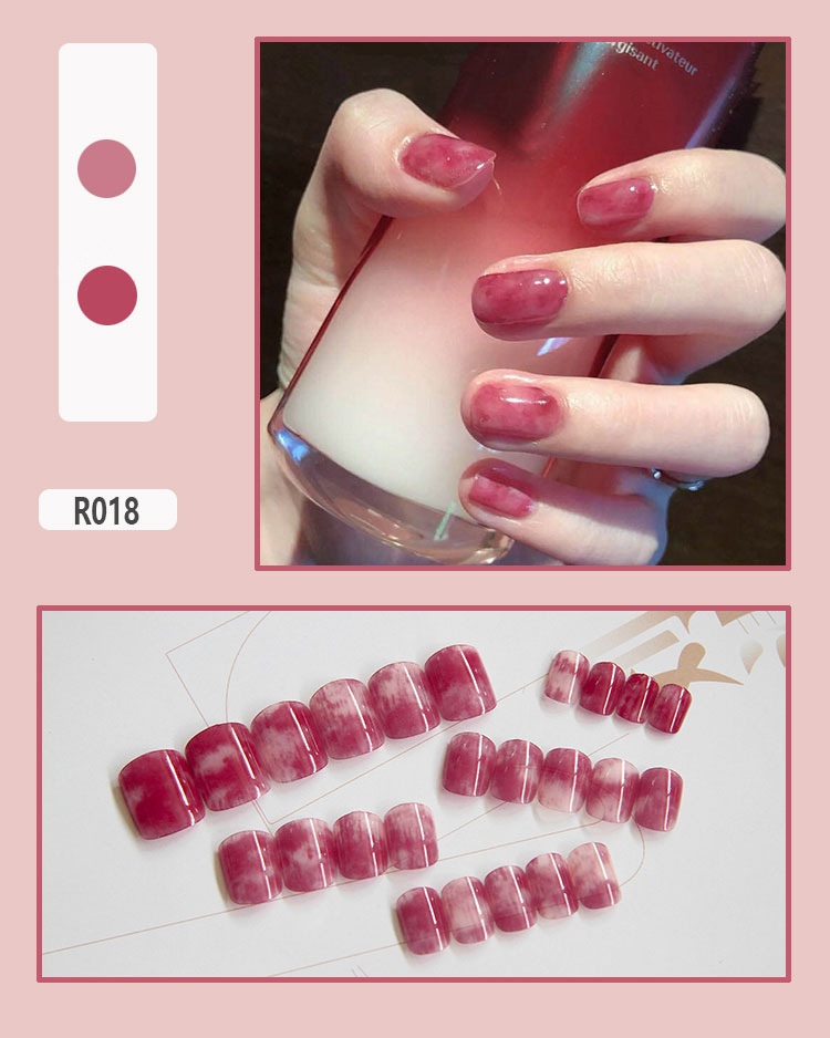 R001-R050 Bộ 24 móng tay giả đáng yêu nhiều màu chống nước