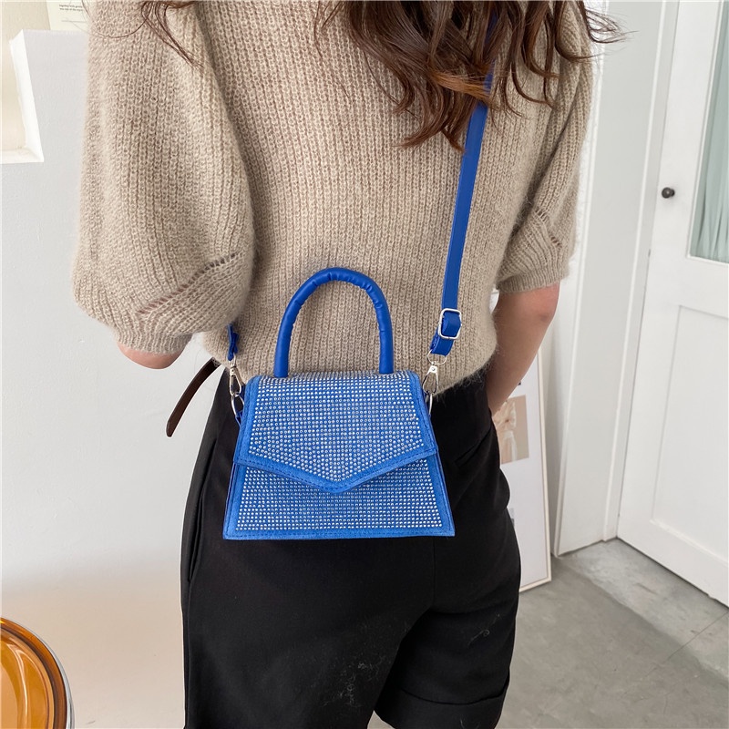 Túi Xách JASMIN NOIR Da PU Nắp Gập Nhỏ Đính Kim Cương Thời Trang Cho Nữ