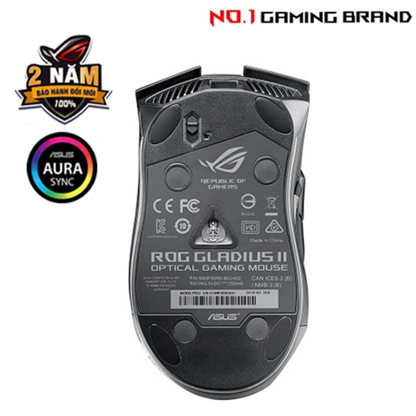 Chuột gaming Asus ROG Gladius II Core (P507) (USB/RGB/Black) - Chính hãng phân phối