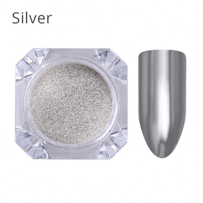 Hộp 1g bột tráng gương Silver trang trí móng.