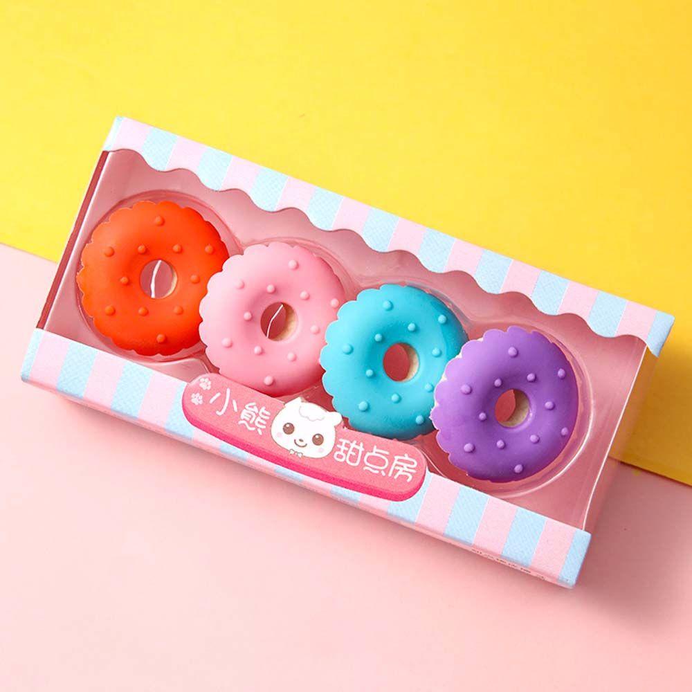 Bộ 4 Cục Tẩy Hình Cây Kem / Kẹo Mút / Bánh Donut Độc Đáo Tiện Dụng Cho Học Sinh