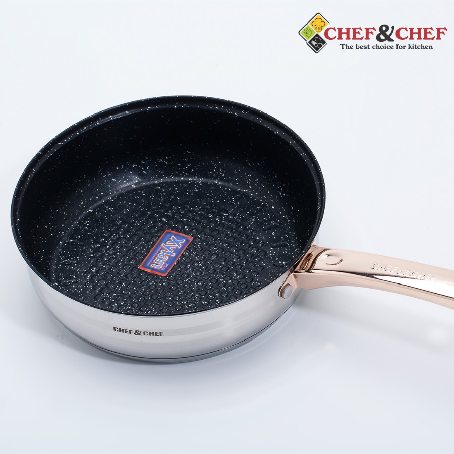 BỘ NỒI INOX 5 ĐÁY 6 MÓN VUNG KÍNH CHEF & CHEF DÙNG ĐƯỢC BẾP TỪ