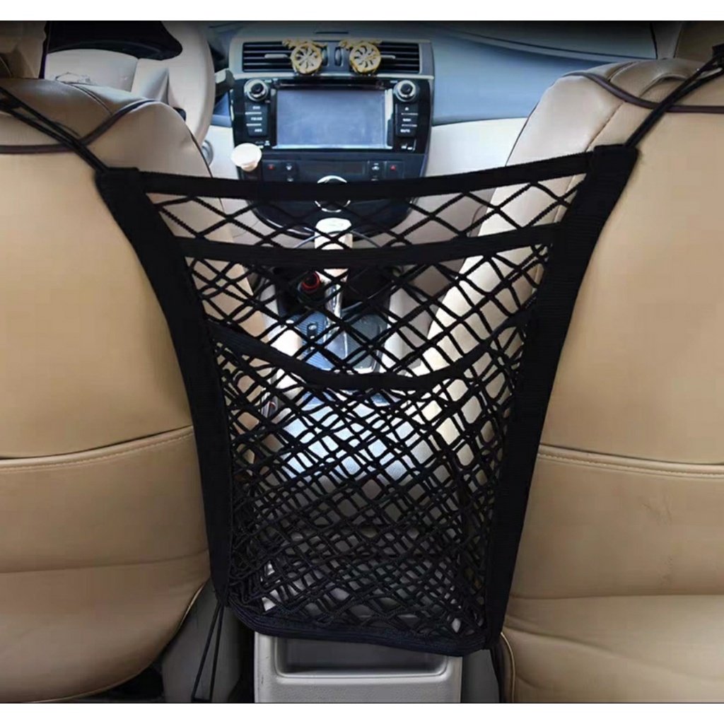 Túi Lưới Đựng Đồ 3 Ngăn Treo Sau Ghế Xe Hơi Tiện Dụng
