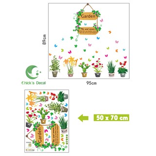 Decal dán tường chậu hoa mini trang trí