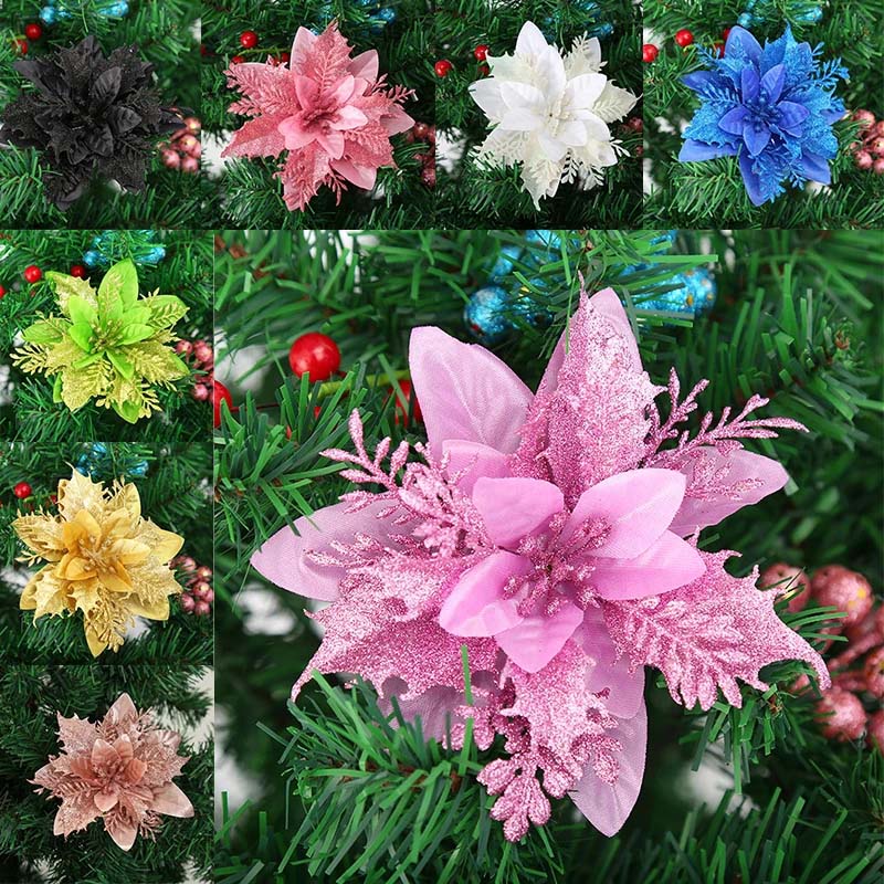 Bộ 5 hoa nhân tạo nhiều màu sắc trang trí bữa tiệc Giáng Sinh