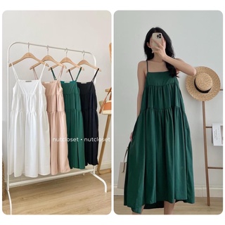 Váy đầm nữ 2 dây đũi xòe phom rộng hở vai dáng suông nhiều màu