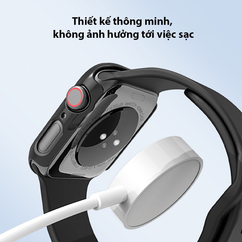 Ốp Case Apple Watch kiêm cường lực bảo vệ màn hình seri 1-2-3-4-5-6 Vân nhám Techroom