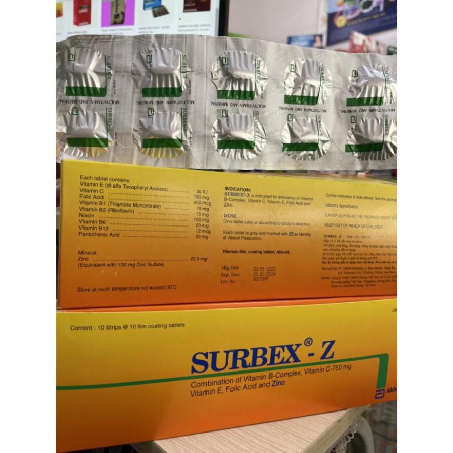 SURBEX Z Viên bổ sung Vitamin B complex + Kẽm Zn tăng miễn dịch, tăng đề kháng