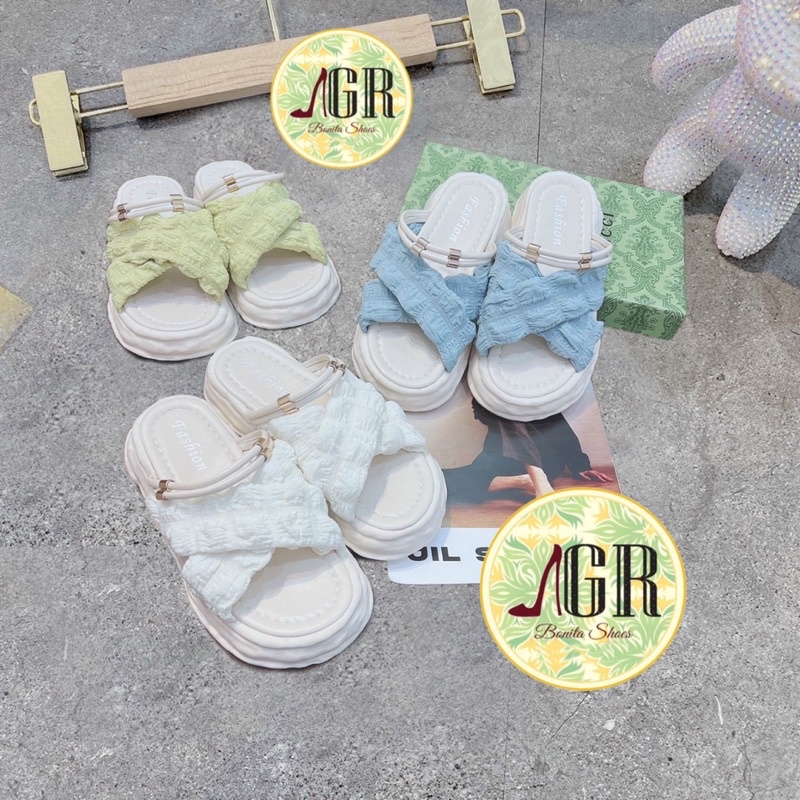 Dép sandal xuồng vải phồng X qc cao cấp cao 4 cm