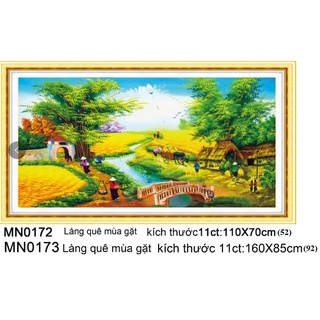 TRANH THÊU PHONG CẢNH LÀNG QUÊ MN0172 (110x70cm) MN0173 (160x85cm)