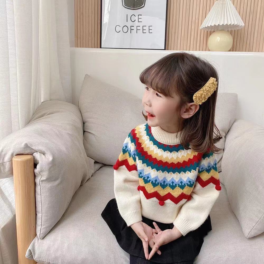 Áo len tay dài xinh xắn dành cho bé gái tùy chọn màu sắc