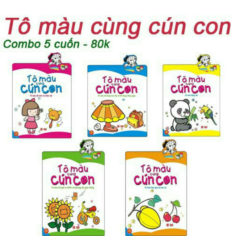 Sách - Tô Màu Cùng Cún Con Combo 5 cuốn