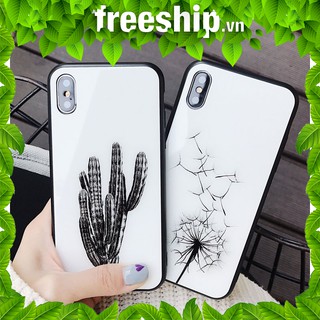 Ốp iphone Lưng Kính Cường Lực Xương Rồng - Bồ Công Anh k207