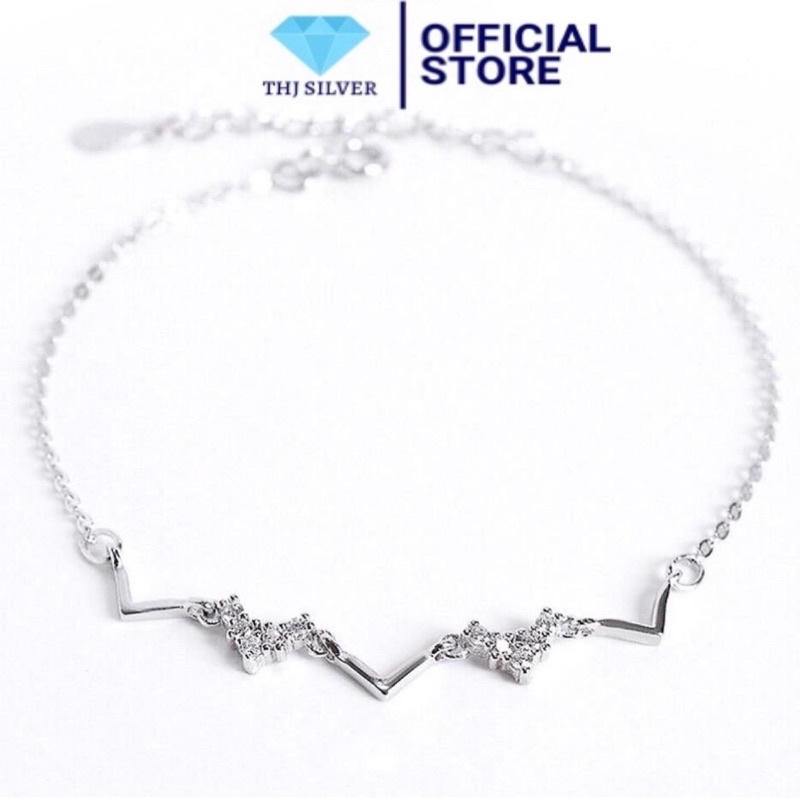 Lắc tay zic zac THJ đính đá NHÂN TẠO mềm mại -Chuẩn bạc ta