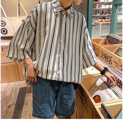 Áo Sơ Mi Nam Tay Ngắn Kẻ Sọc Phong Cách Retro Hàn Quốc | BigBuy360 - bigbuy360.vn