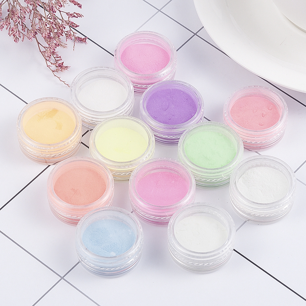 Bộ Bột Kim Tuyến Dạ Quang Trang Trí Móng Tay 12 Màu
