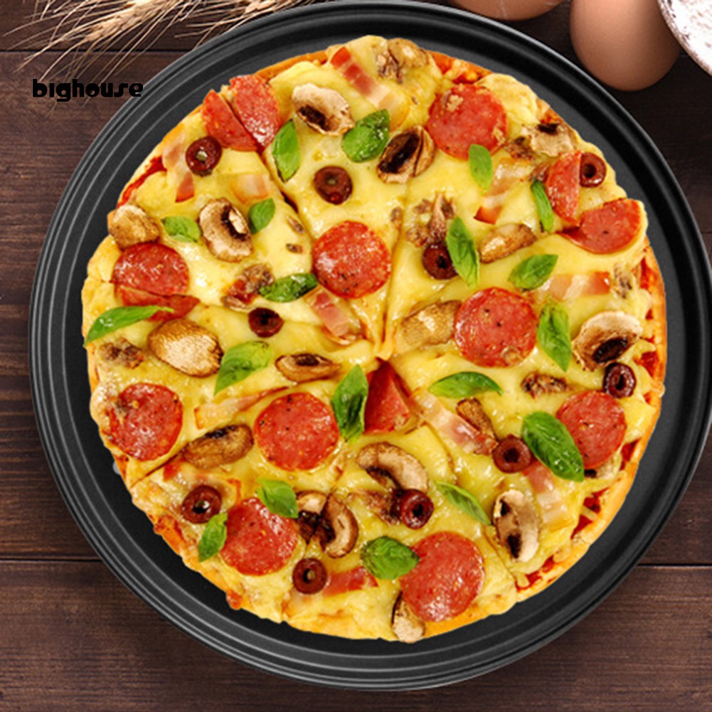 Khay Nướng Bánh Pizza Bằng Thép Không Gỉ Kích Thước 28 / 32cm Có Lỗ Tiện Dụng