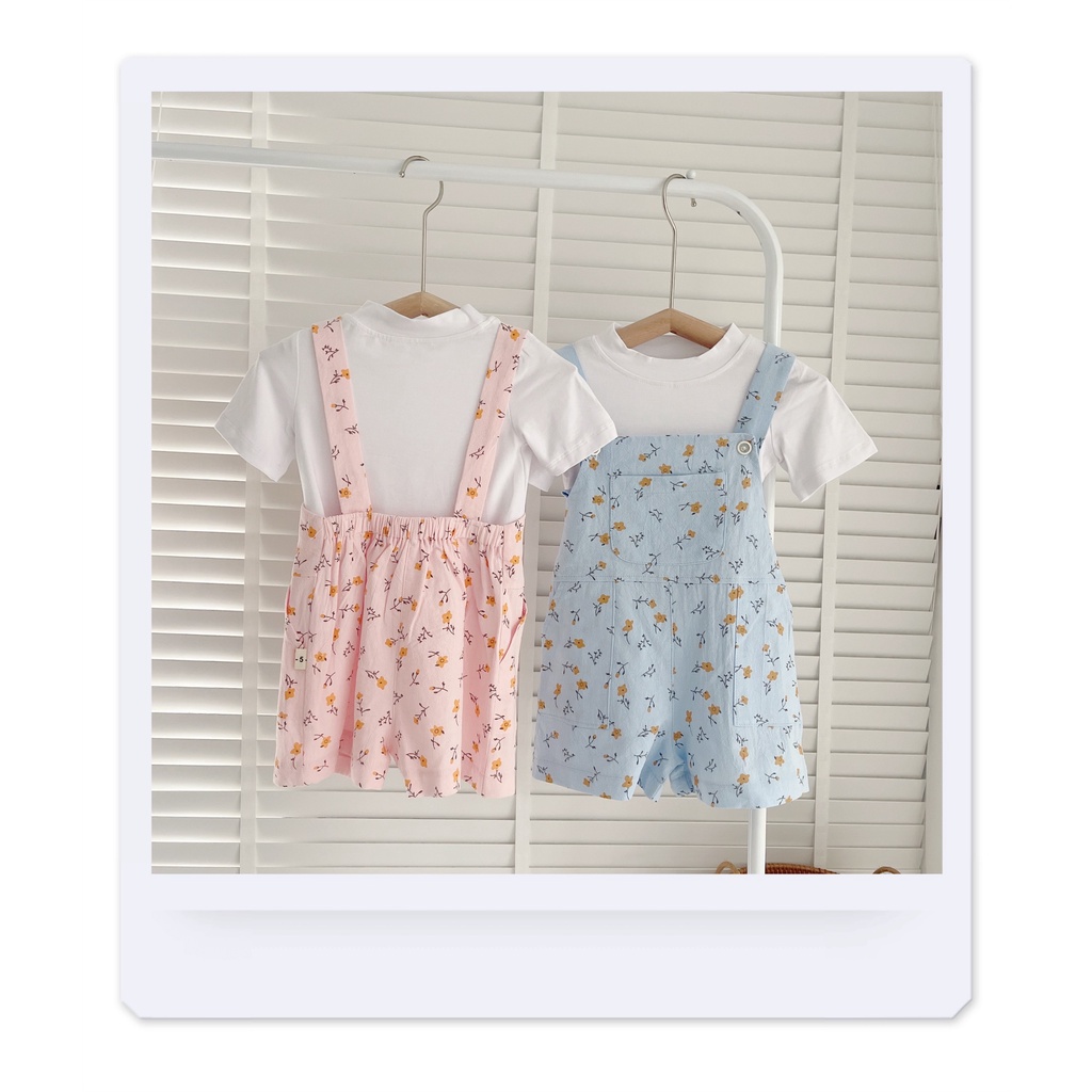 Sét áo+ quần yếm hoa nhí cho bé gái 8-20Kg
