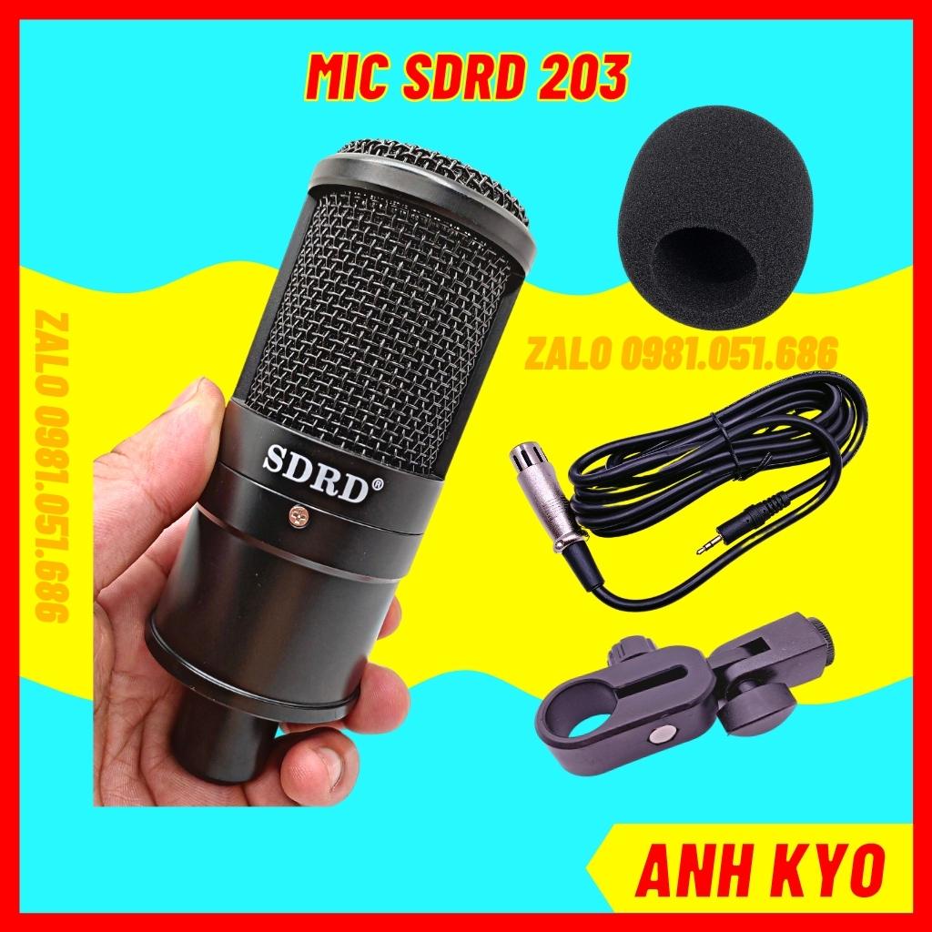 Mic thu âm livestream SDRD 203, mẫu mic 5V kết hợp được nhiều sound card mixer như K10, K300, H9, F4, F7... BH 6 Tháng
