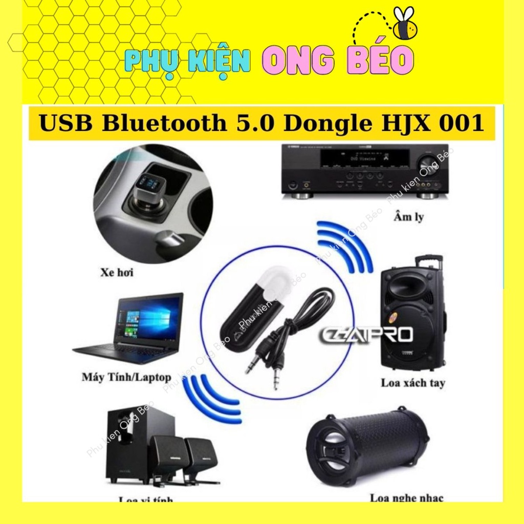 USB Bluetooth 5.0 Dongle HJX 001 chuyển đổi tín hiệu thường thành bluetooth cho máy tính, loa ...Beetech vn