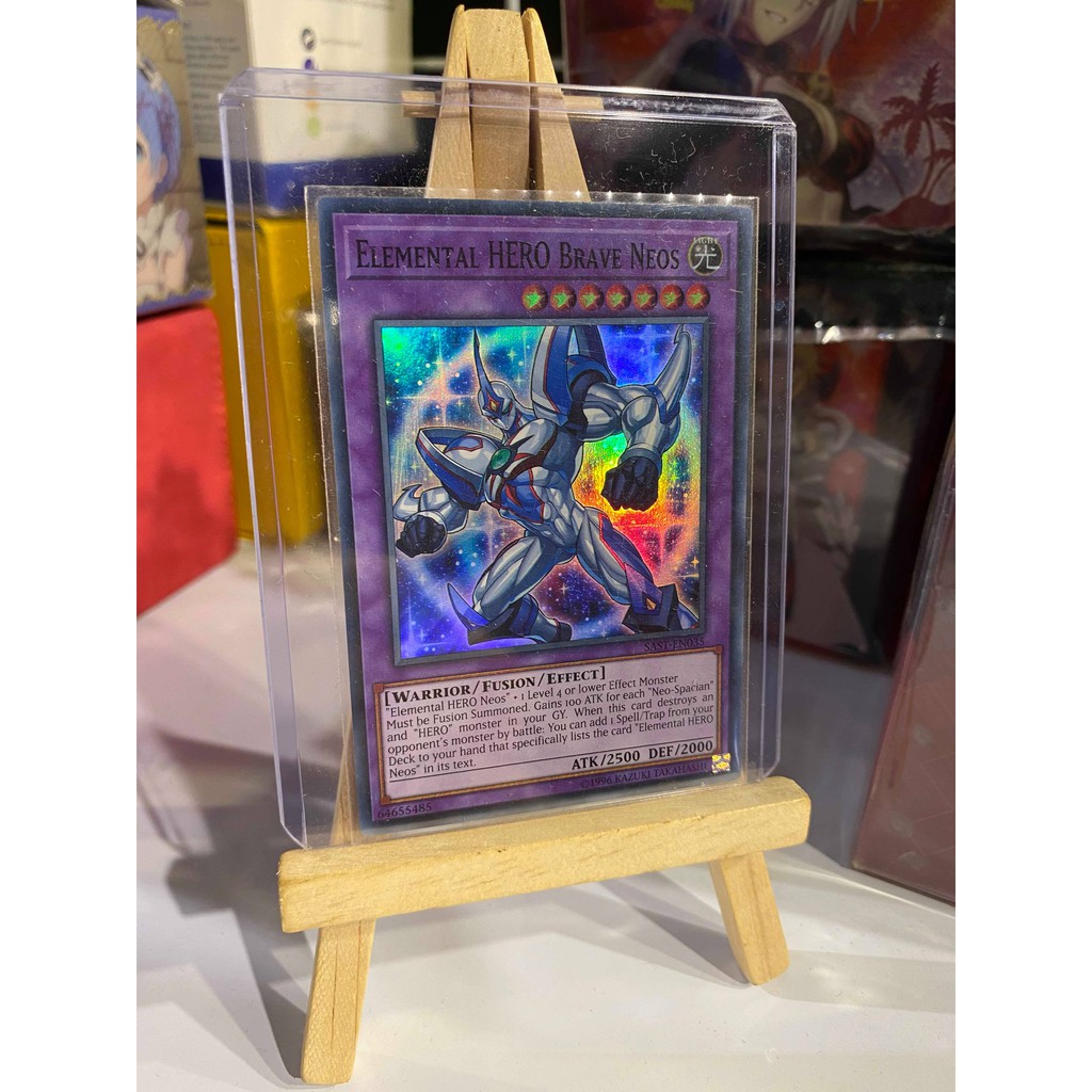 Lá bài thẻ bài Yugioh Elemental HERO Brave Neos – Super Rare - Tặng bọc bài nhựa bảo quản