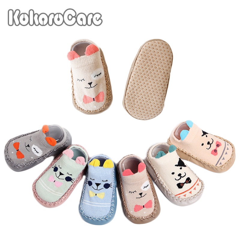 Giày bé tập đi KokoroCare HB-01 họa tiết hoạt hình với đáy da chống trượt S/M cho bé 6-24 tháng tuổi