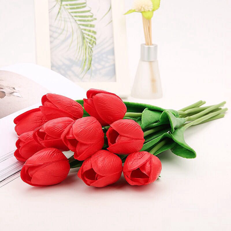 Bộ 10 bông hoa Tulip giả trang trí nhà cửa