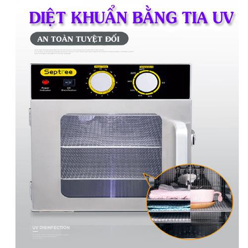 Máy sấy thực phẩm 6 khay thương hiệu Septree có đèn UV diệt khuẩn-100% inox- Bảo hành 1 năm