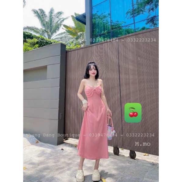 Đầm maxi 2 dây nơ phom dài