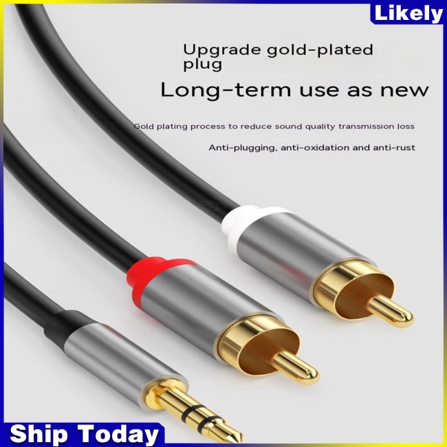 Cáp Chuyển Đổi Rca 3.5mm Sang 1 Đầu 2 Chuyên Dụng Cho Loa Máy Tính / Điện Thoại Di Động