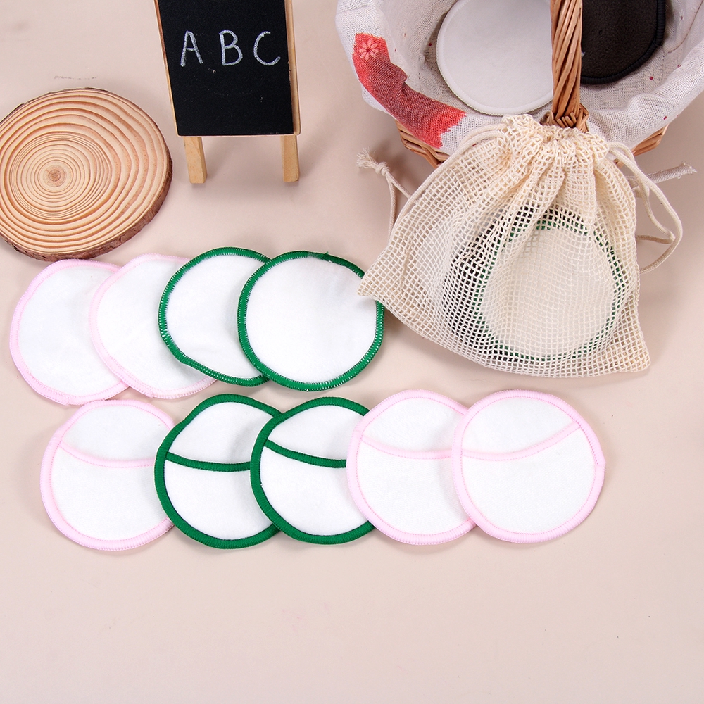 Set 5 bông tẩy trang kèm túi đựng để giặt tái sử dụng tiện dụng