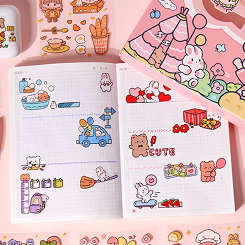 Bộ 100 Tấm Sticker Trong Suốt Chống Thấm Nước Họa Tiết Hoạt Hình Dễ Thương