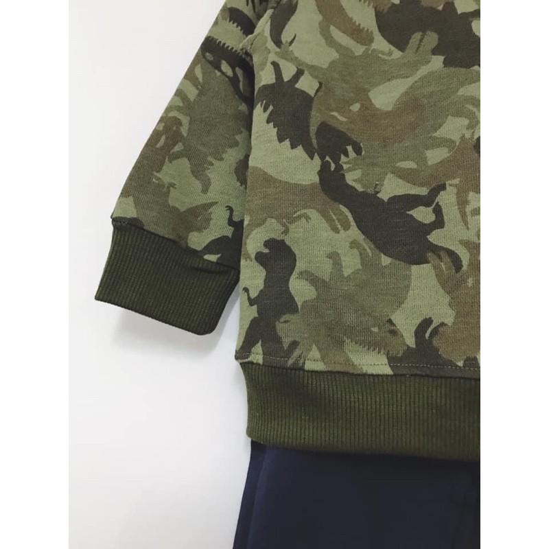 Bộ nỉ da cá H&M hình ô tô và khủng long xanh cho bé