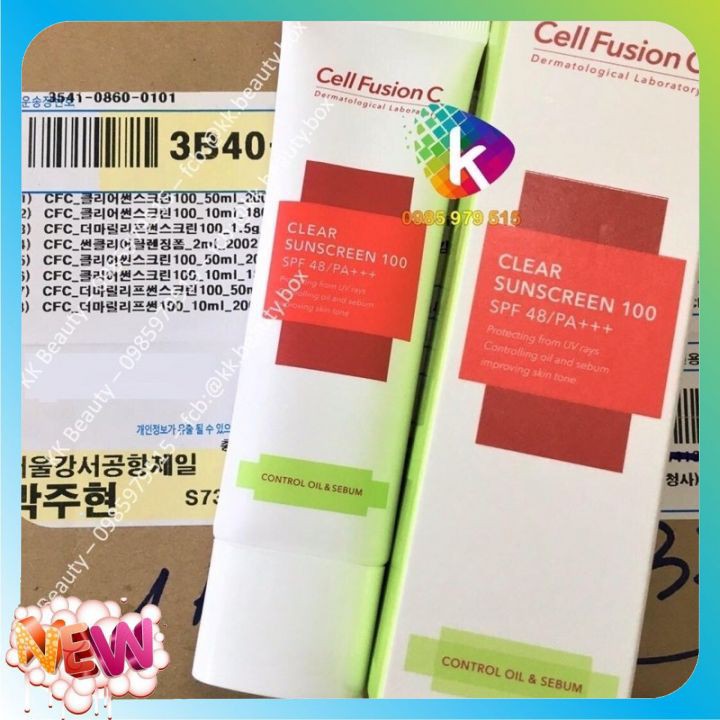 🌱🌱Đủ Bill🌱🌱 Kem Chống Nắng Cell Fusion C Laser / Clear / Toning Suncreen Đỏ / Xanh