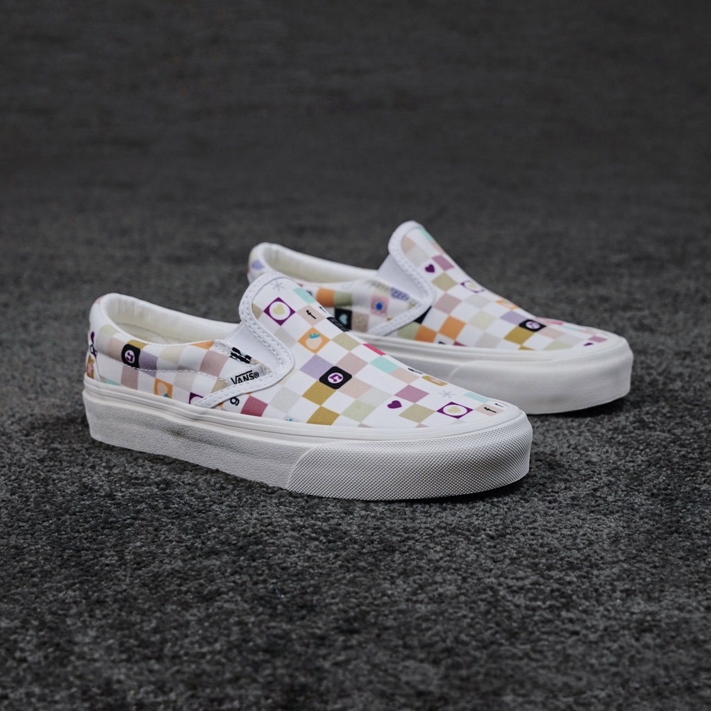 Giày Lười Vans Cổ Thấp Họa Tiết Bàn Cờ Nhiều Màu Sắc Cổ Điển
