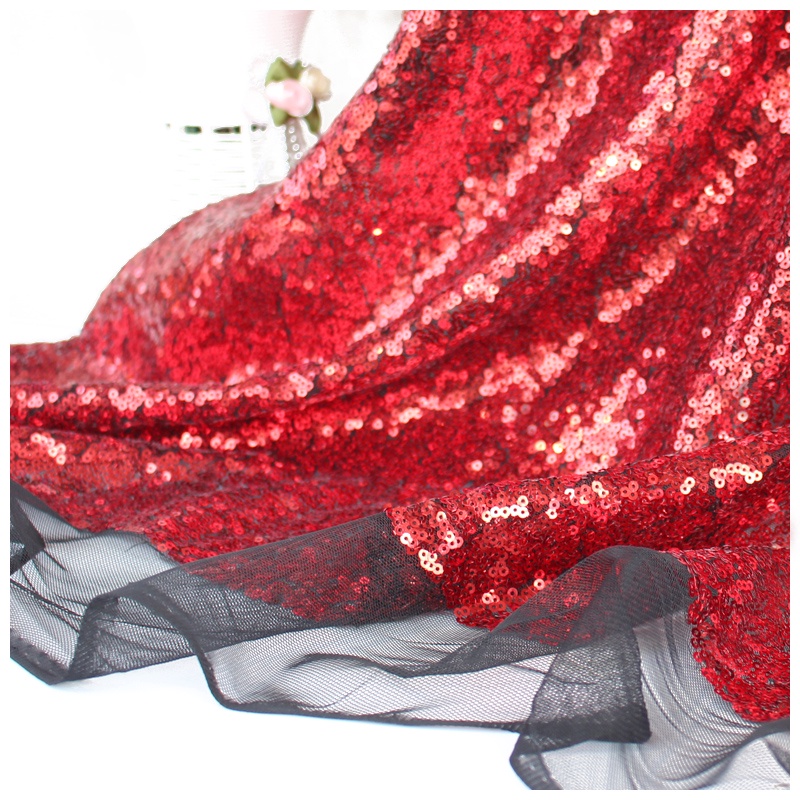 3mmEncryption Sequined Fabric Mesh Embroidered Performance Formal Dress Bag Shoes Fabric Wedding Tablecloth Decoration