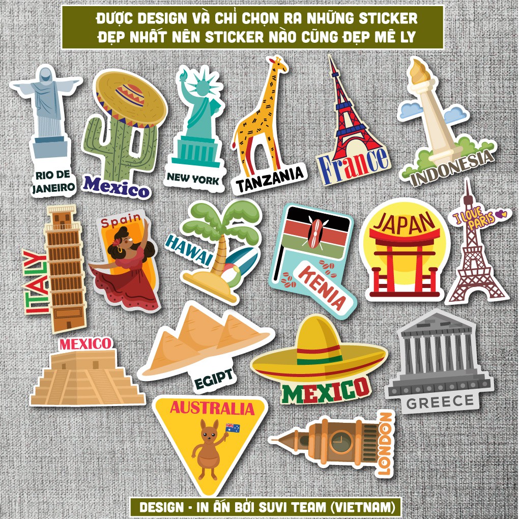 50 Sticker Phong Cảnh chống nước sticker dán laptop, điện thoại, đàn guitar, mũ bảo hiểm, vali. MSP: T06