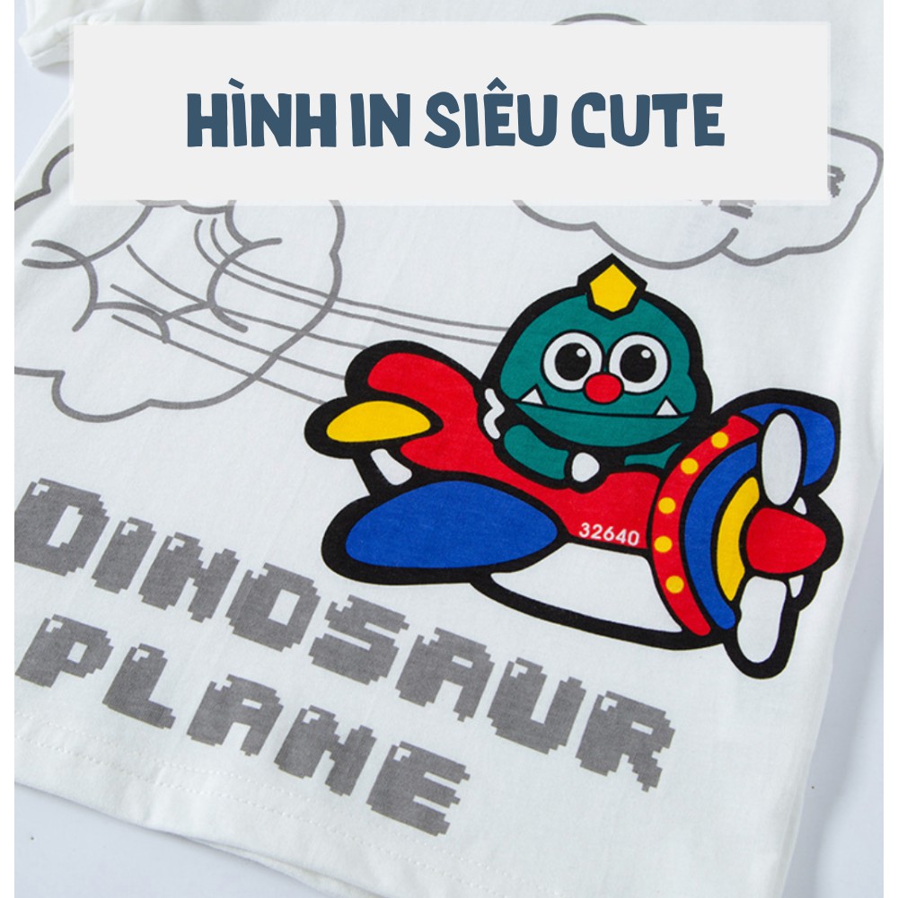 Áo thun bé trai in hình PLANE DINOSAUR mới áo thun cho bé chất liệu mềm mại, thoải mái, an toàn