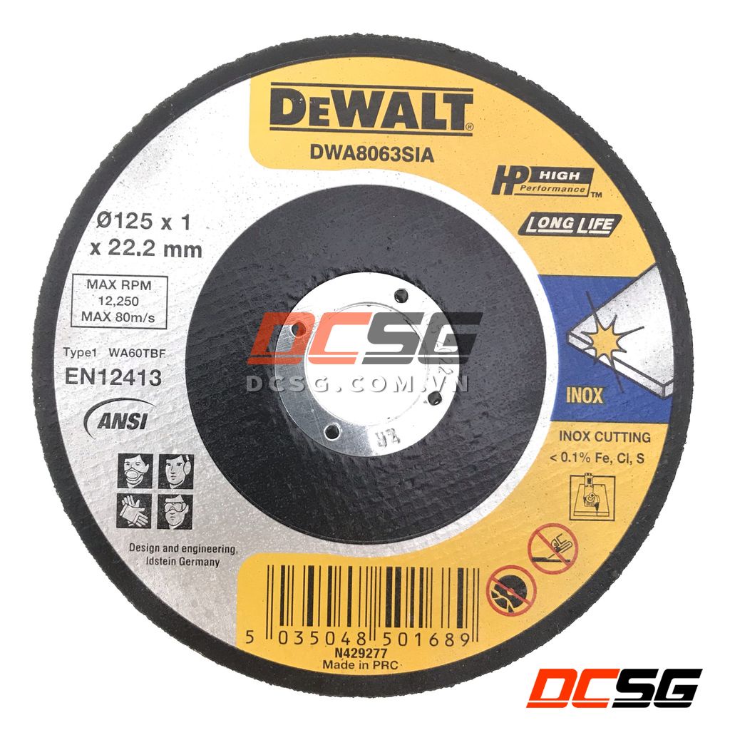 Đá cắt Inox 125x1.0x22.2mm Dewalt DWA8063SIA | DCSG