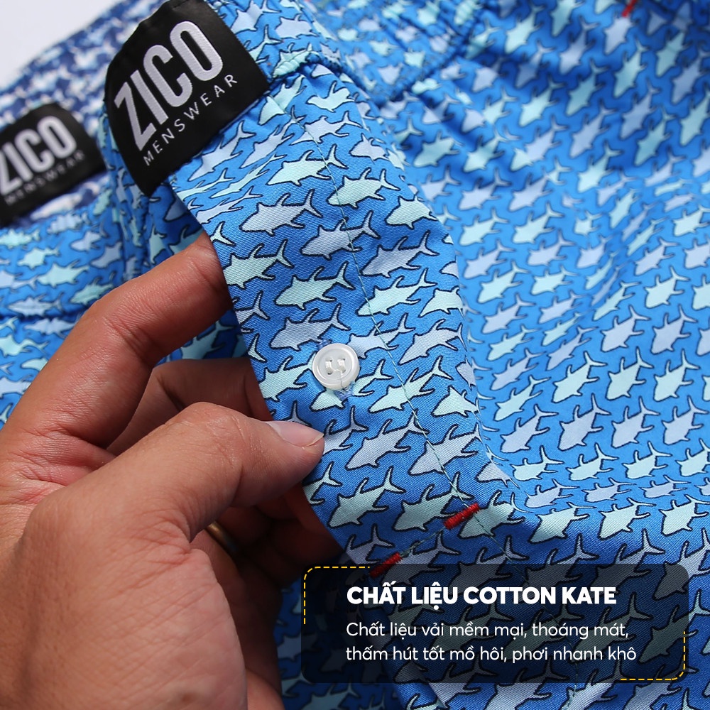 Quần đùi nam mặc nhà ZICO MENSWEAR hoạt tiết Xanh Cá Voi - ZC39