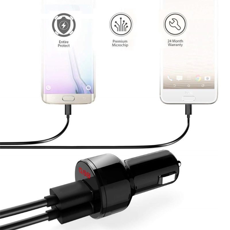 Tẩu sạc hai cổng USB 3.1A 12V/24V tích hợp đèn LED kỹ thuật số cho điện thoại di động/máy tính bảng GPS