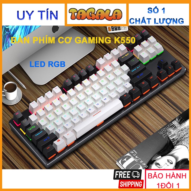 Bàn Phím Cơ Led RGB K550/ nhiều chế độ nháy Led/ 87 phím Bàn phím máy tính pc và laptop hỗ trợ chơi game FPS/lol/FIFA
